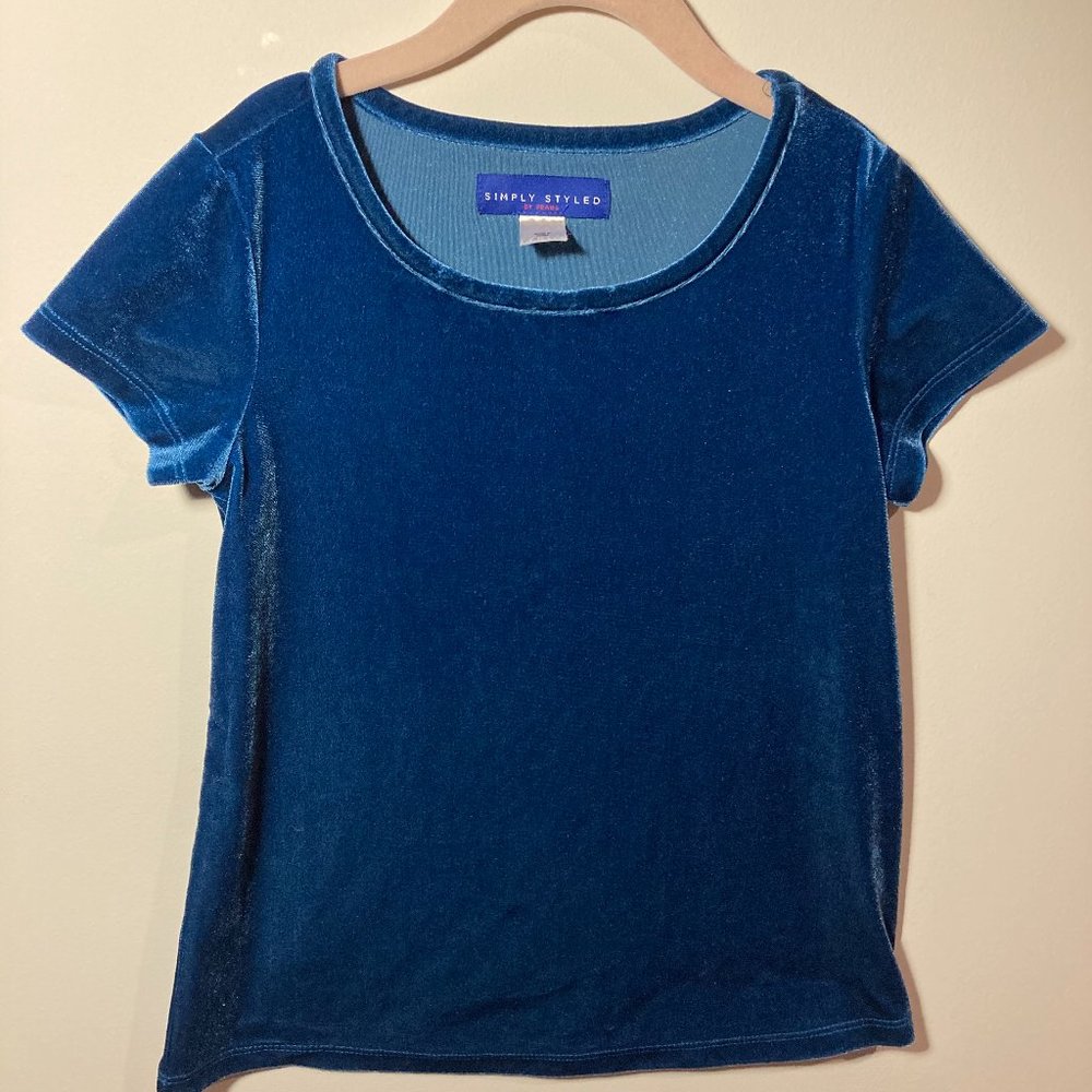 Simply Syled by Sears Bright Royal Blue Velour-Type Girls Small Short-Sleeve Top